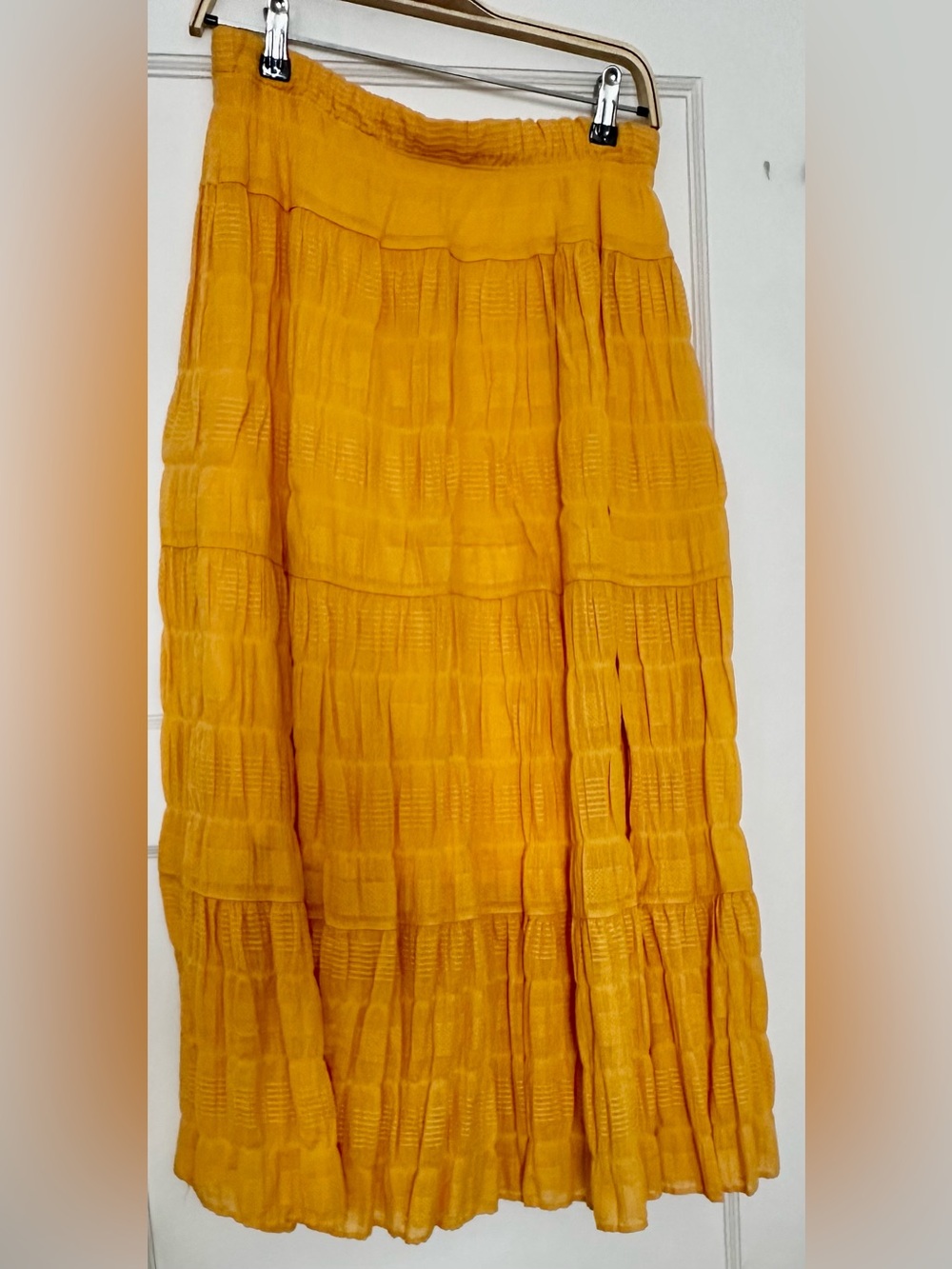 Max Studio Women's Yellow Tiered Maxi Skirt